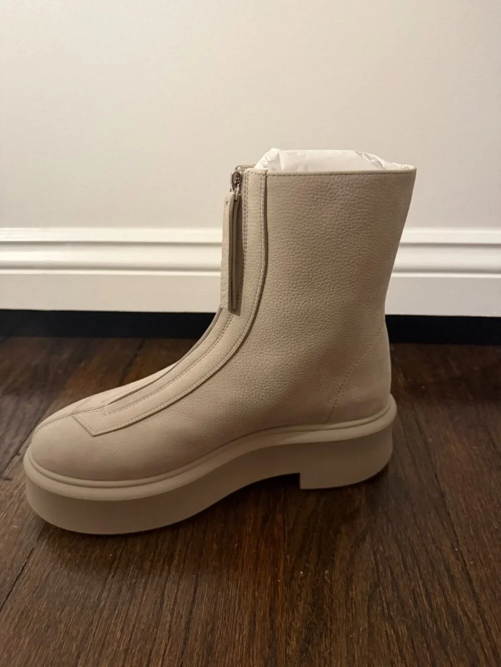 The Row Zipped Boot in Beige US Size 8.5 IT Size 38.5 NWT